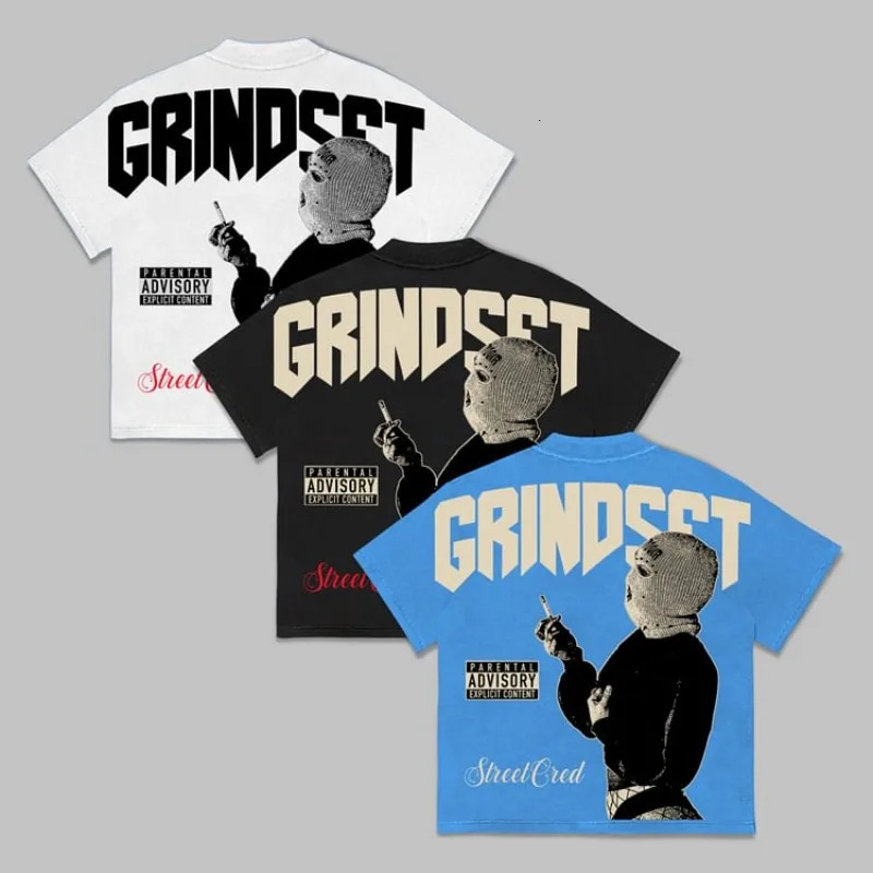 Gang Street Culture Retro Graphics Cotton TShirt Men Y2K Summer Casual Oversize Short Sleeve Tshirt Streetwear Women Top 250226