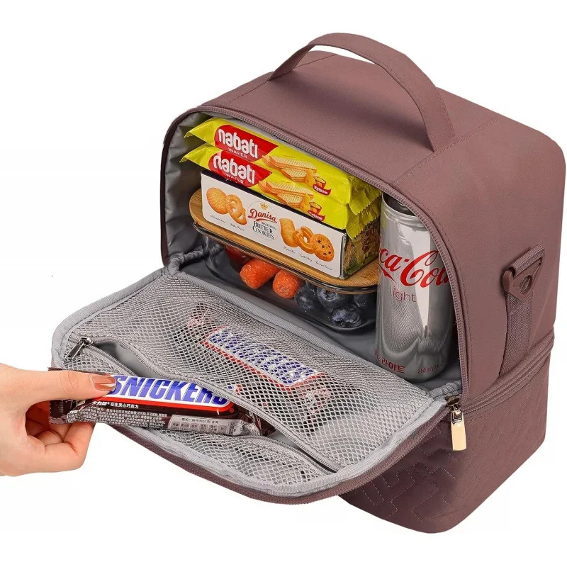 Ship from US Lunch Bag Women Insulated Two Separate Compartments Meal Box with Adjustable Shoulder Strap Leakproof Cooler Wor 250227FBB