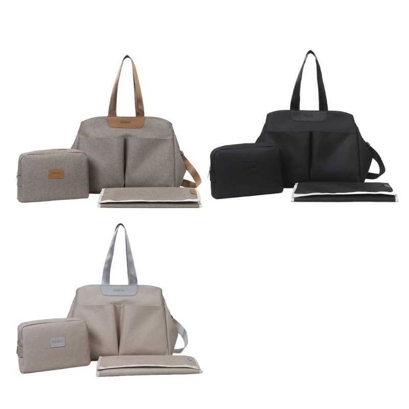 Diaper Bags Multiple Compartment Mom Bag Pram Hanging Diaper Bag with Diaper Changing Pad and Small Bag Large Capacity Handbag W3JF Y2502273MBI
