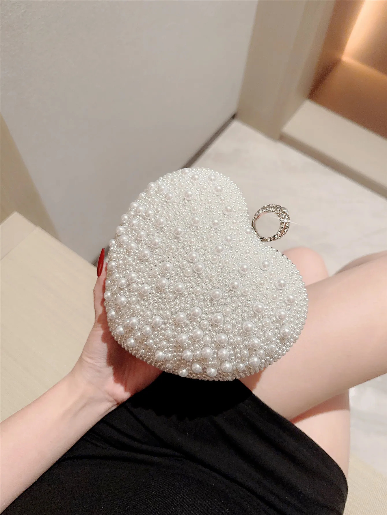 Pearl Evening Bag Love Clutch Chain Matching Cheongsam Party Banquet Wedding Dress 250226