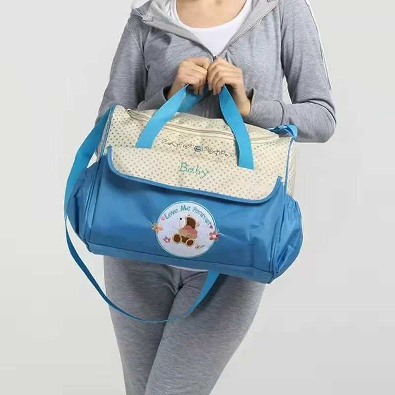 Diaper Bags Cartoon five-piece suit mommy bag large-capacity wholesale mom bag baby outing travel handheld crossbody mother baby bag Y250227URWU
