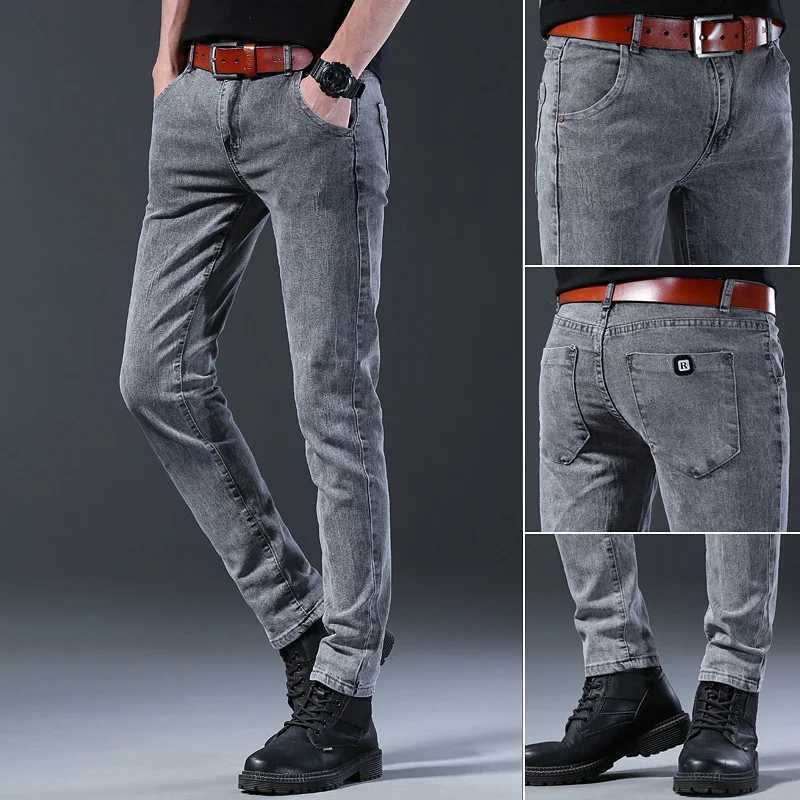 Trendy Men Retro Washed Snowflake Slim Fit Classic Jeans Male Casual Street Skateboarding Denim Pants Stretch Skinny Trousers X250227