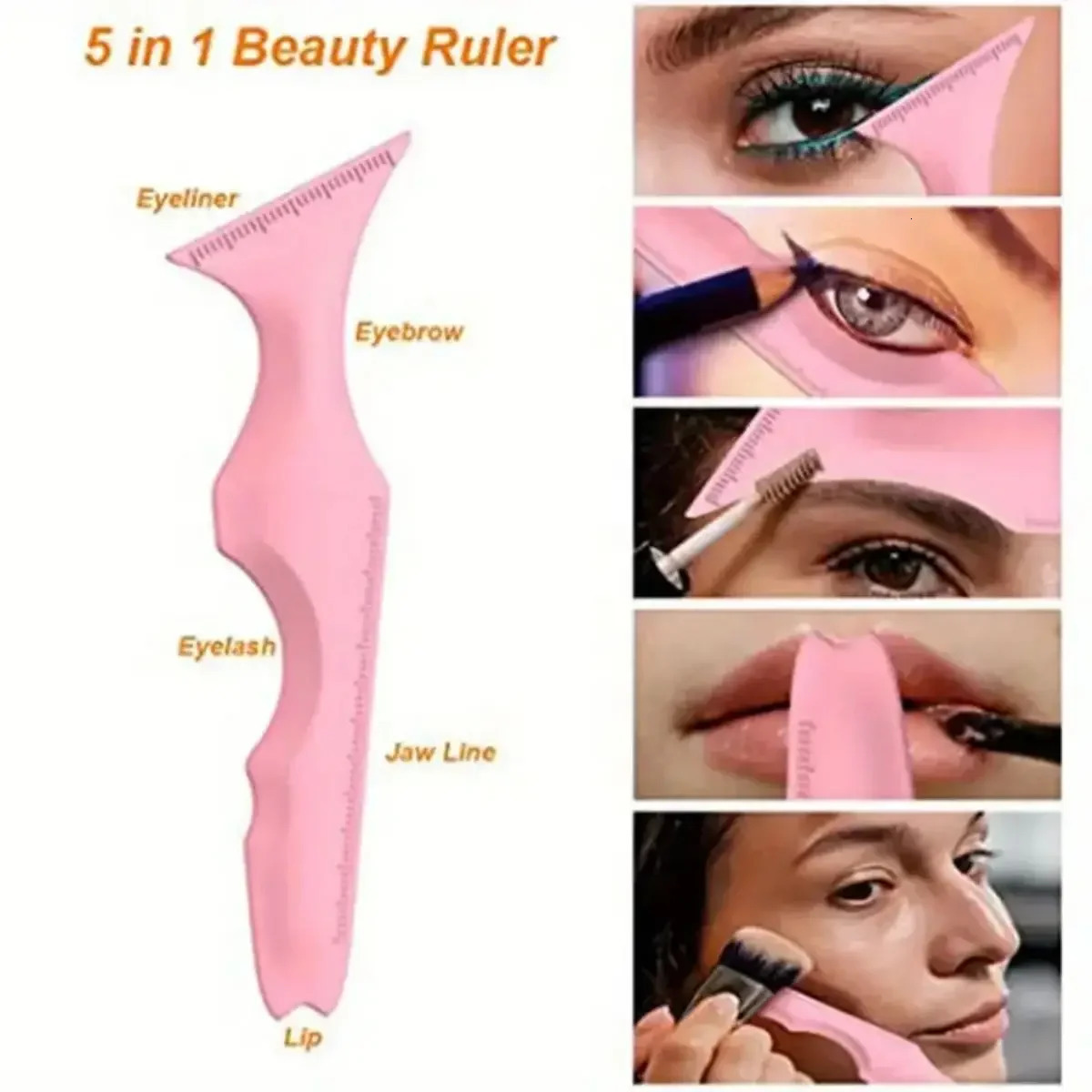 1pc Eyeliner Stencils Ruler Reusable Silicone Winged Tip Eyeliner Aid Eyebrow Pencil Stencil 5 In 1 Multi-Functional Makeup T 250224