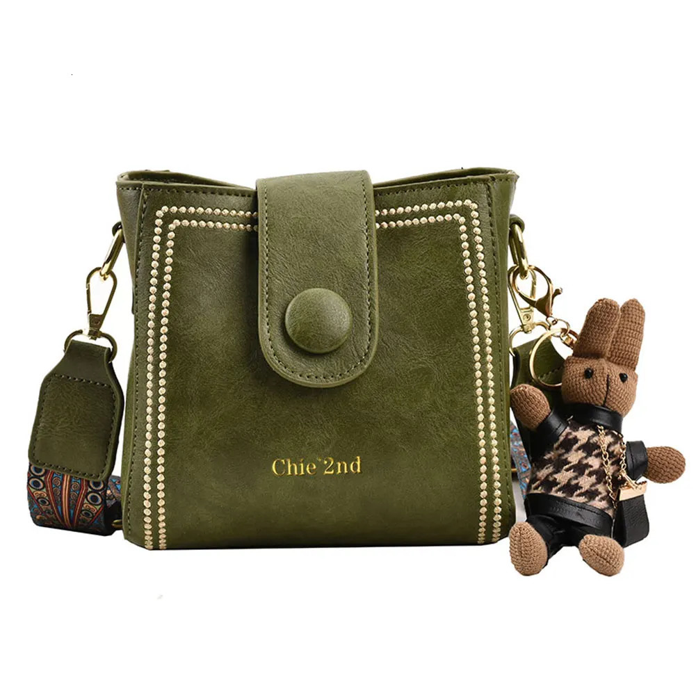 Ship from US Women Vintage Shoulder Bag with Pendant Fashion Water Bucket PU Leather AllMatch Messenger Ladies Work 250227FBB