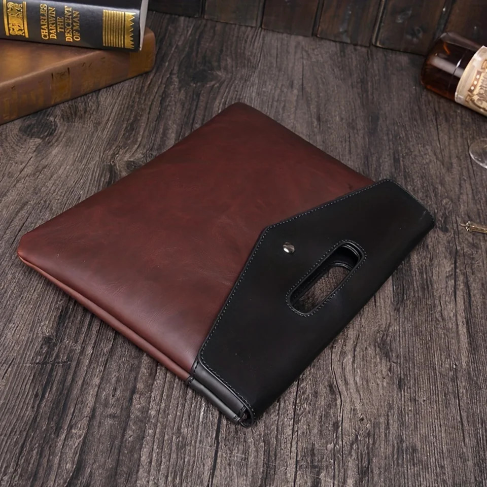 Ship from US Contrast Color Handheld Bag Clutch for Business Commuters Trendy Unisex Briefcase 250227FBB