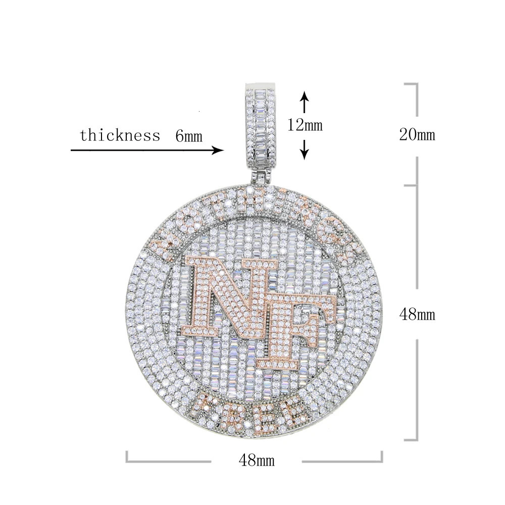 Bling Full CZ Paved Letters Nothing Is Free NF Necklace Personalized Pendant Rope Chain Iced Out Cubic Zircon Hip Hop Jewelry 250227