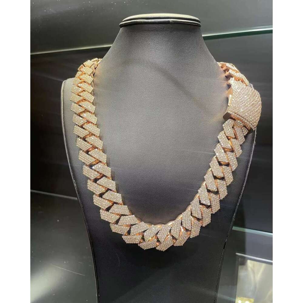 13Mm Vvs1 Moissanite Ice K Chain Necklace Sier Hip Hop Chains Miami Cuban Style Gift For Him