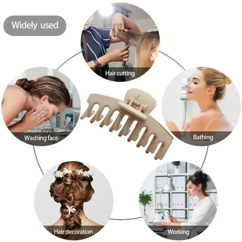 6Pc Fashion Claw Clip Set Headwear Large Hair Multiple Styles Korean For Girls Shark Clips Barrette Accessories 250218