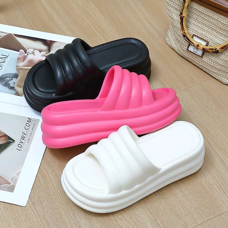 New Versatile And Fashionable Women's High Top Slippers With Exposed Toes Eva Flat Designer Sandals For Summer 2025 Women's Thick Soled Beac