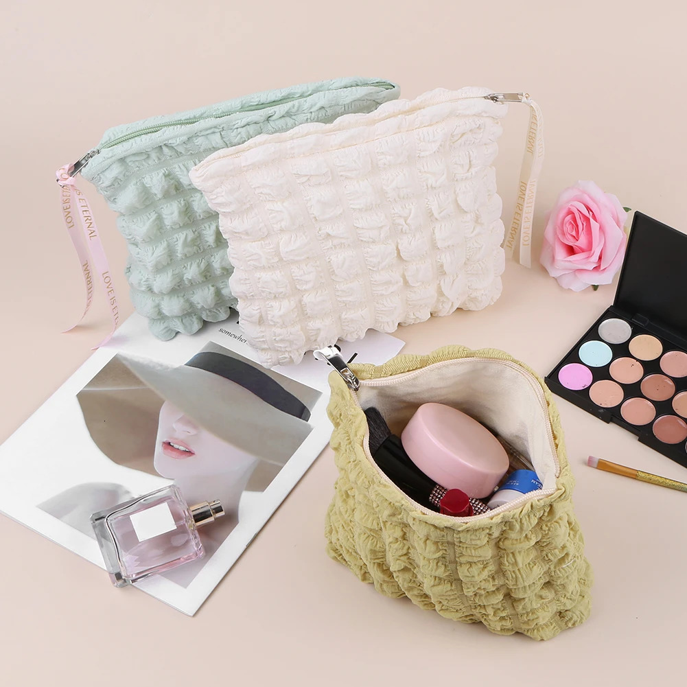 Ship from US 3Pcs Travel Toiletry Bag Solid Color Makeup Organizer Large Capacity Zipper Pouch Lightweight Storage Clutch 250227FBB