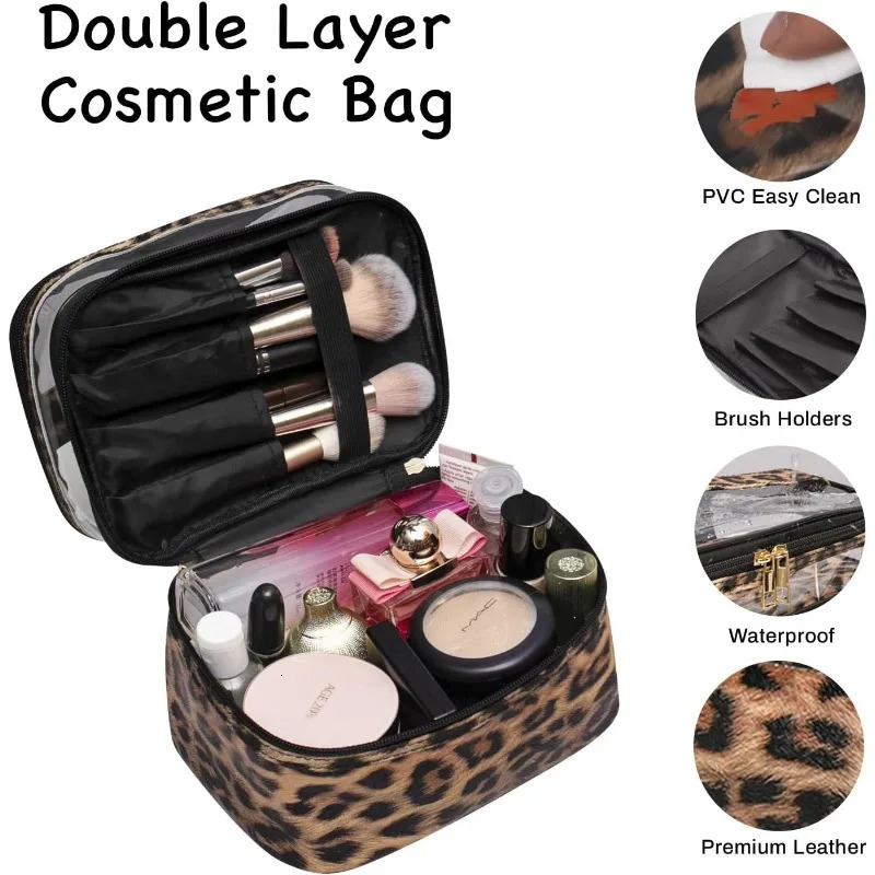 Ship from US Double layered makeup bag travel womens portable waterproof 250227FBB