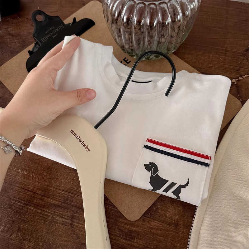 Tshirts Cotton mens and womens childrens tshirts long sleeves spring baby pockets cartoon puppies small and mediumsized childrens clothing base topsY2