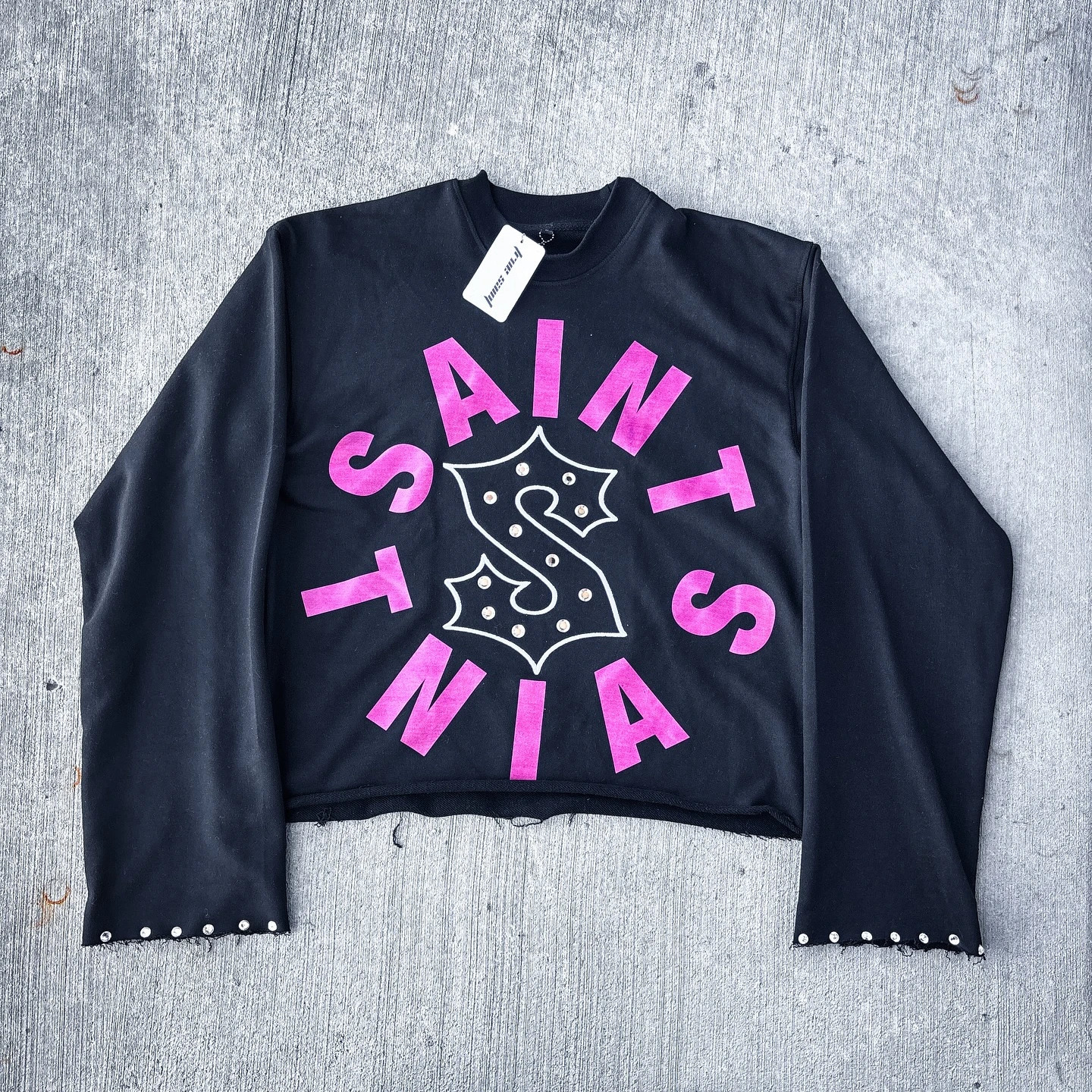 Street clothing Y2K fashion rhinestone long sleeved Harajuku letter graphic printed top Gothic autumn mens 250226