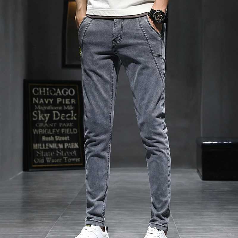 Mens cut denim pants black gray new pants casual brand ultra-thin suitable for small feet fashionable daily airdrop mens Trouser X250227