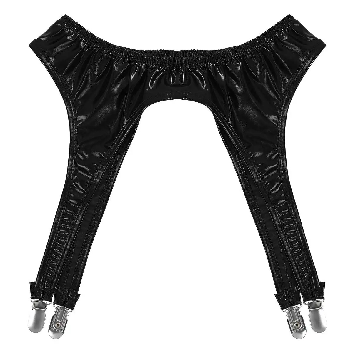 Women Garter Belt Gothic Lingerie Shiny Metallic High Waist Suspender for Thigh High Stockings Rave Festival Pole Dance Costume 250227