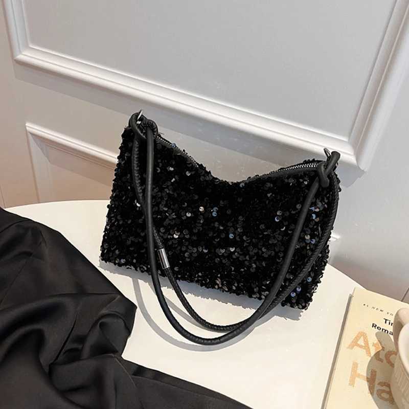 New Arrival Fashion womens bag shoulder bag sequin cross body bag simple solid color zipper womens holiday party handbag T250227