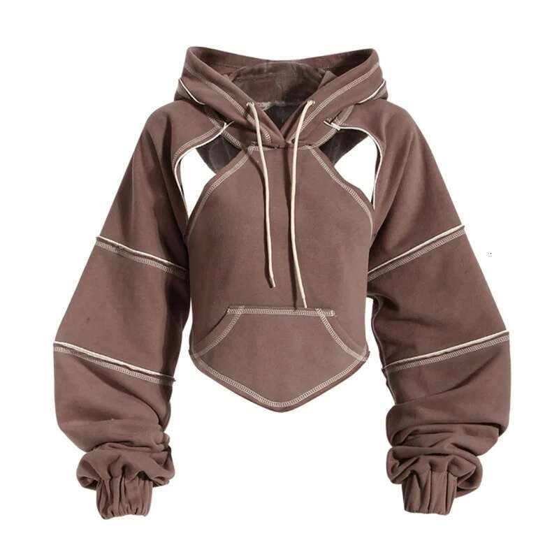 Color Blocking Bright e Decoration Women High Street Hoodies Y2K Clothes Haruku Hollow Out Back Lace-up Long Sleeve Tops