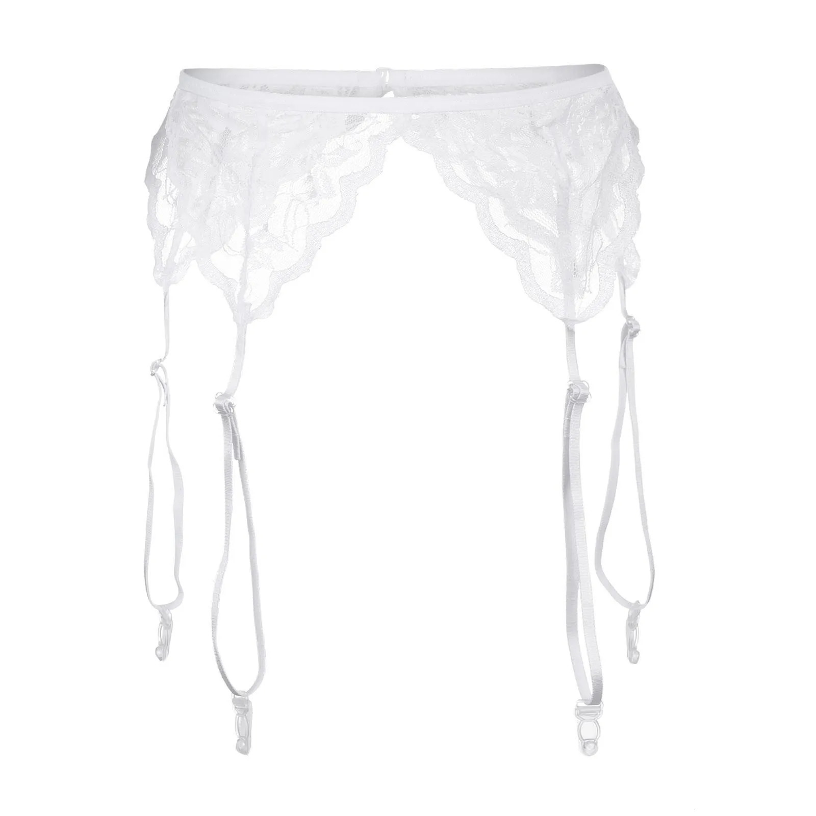 Sexy Lingerie Pron Womens Garter Underpant Elastic Transparent Lace Skirt Exotic Waist Belt Female Garter Suspenders Stockings 250227