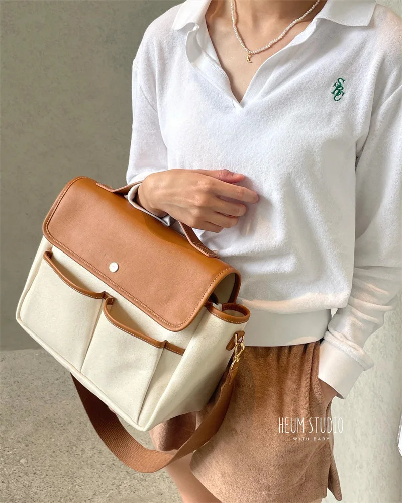 Canvas Mommy Bag for Stroller Mom Handbags Baby Diaper Bag Korean Maternity Bag Mother Kids Hospital Travel Woman Bags 250227