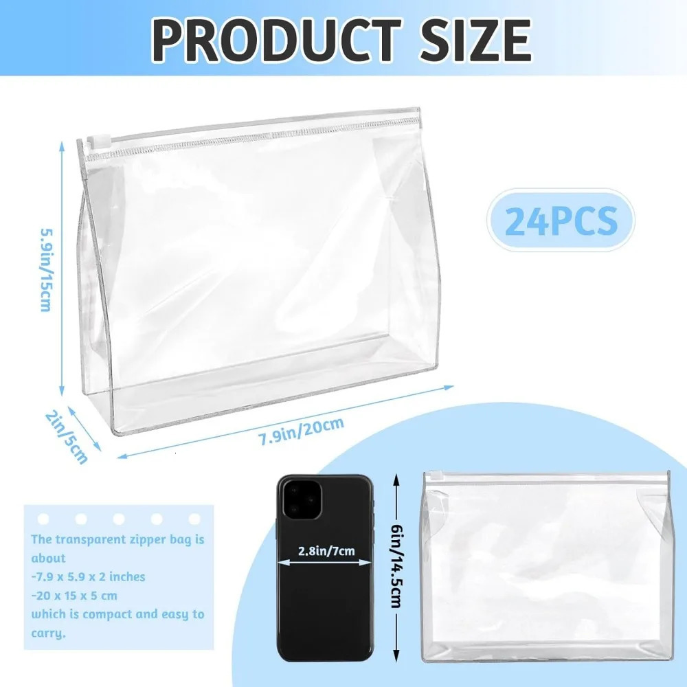 Ship from US Mini transparent makeup bag tissue small waterproof zipper plastic cosmetic 250227FBB