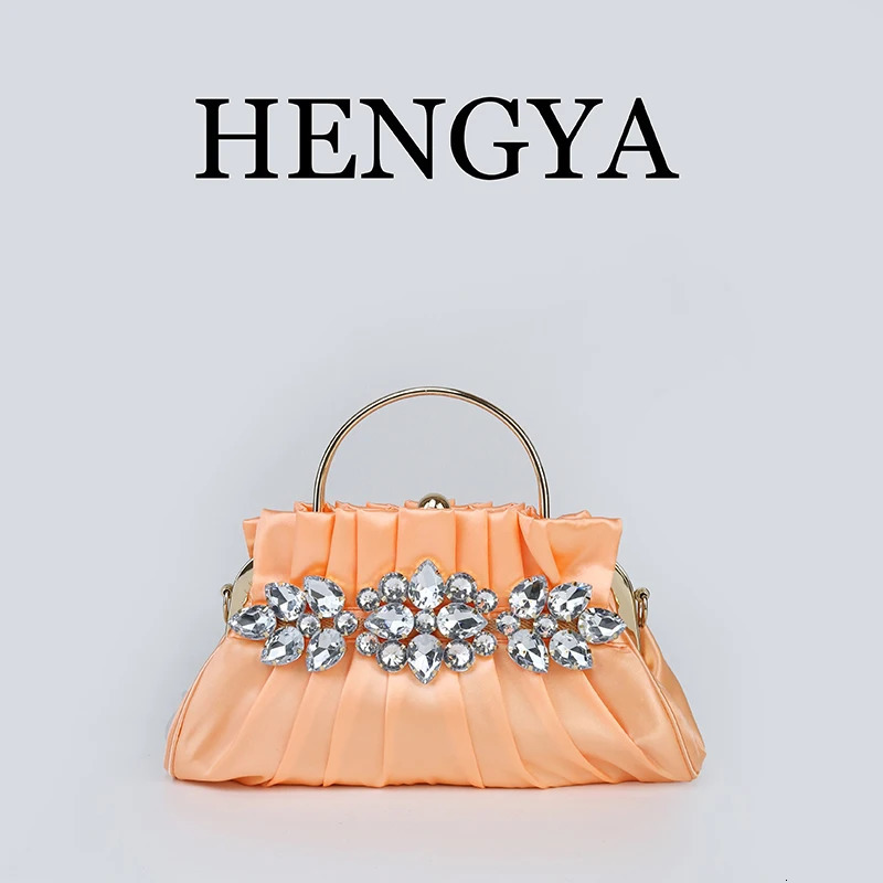 Vintage Rhinestone pleated womens evening clutch bag elegant vintage banquet handbag sparkling formal wallet 250226