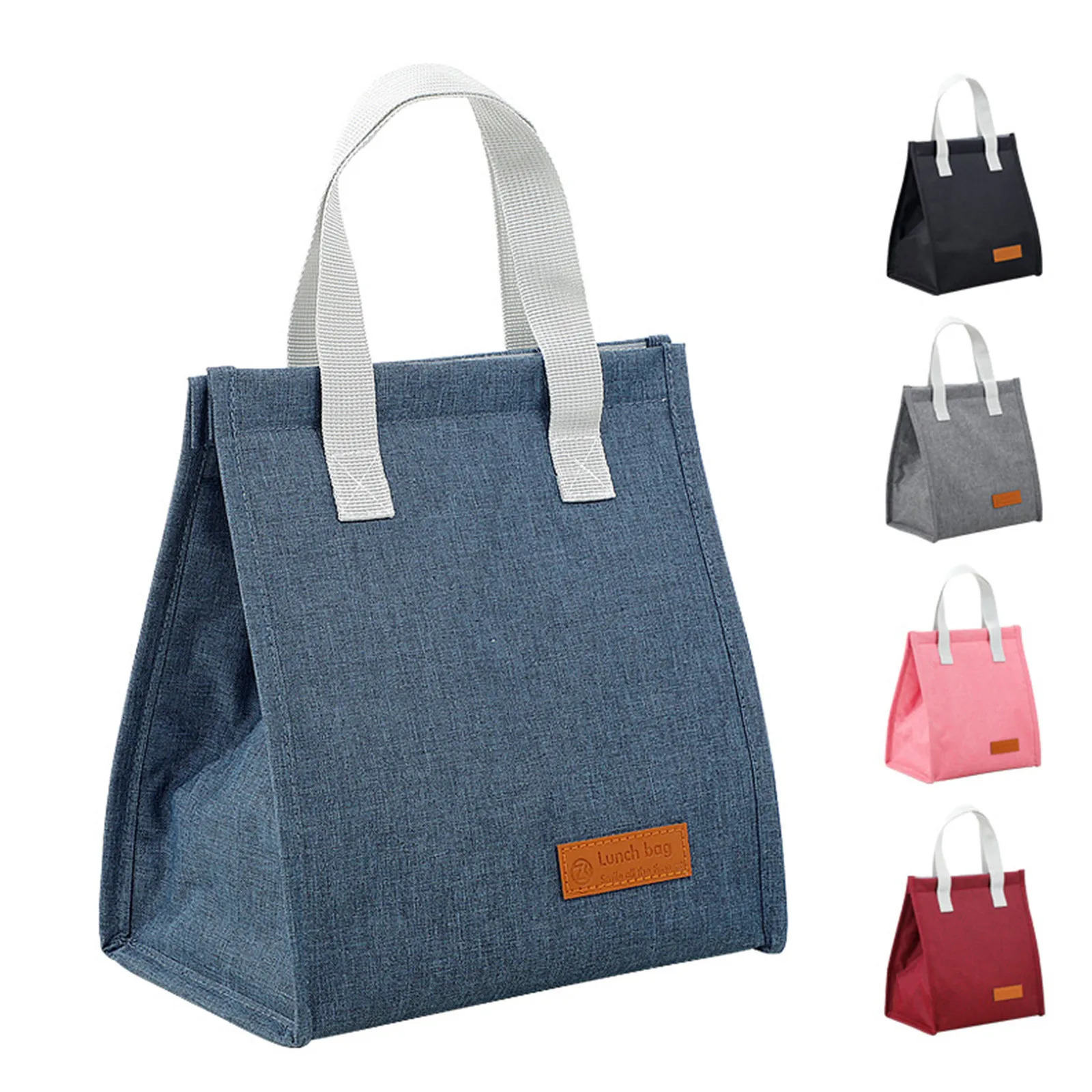 Ship from US Solid Color Basic Canvas Lunch Box BagLarge Capacity Portable Bento Bag Insulated Food Hand 250227FBB
