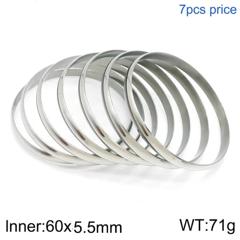 KALEN 7pcs/Lot Stainless Steel Bangles for Women Ethiopian Bracelets African Jewelry Saudi Arabic Wedding Bride Gift 250227