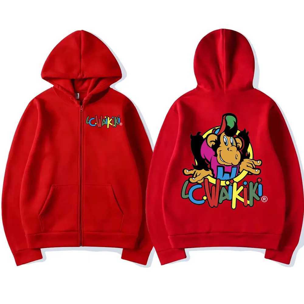 Monkey Print Zipper Hoodie Flce Zip Up Sweatshirt for Men u0026 Women Loose Fit 2024 Aesthetic L251018ZILX