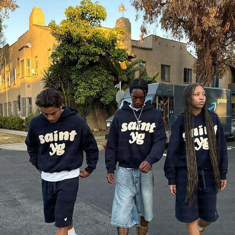 New autumn and winter hoodie set with fashionable INS style letter printed long sleeved pullover hooded sweatshirt