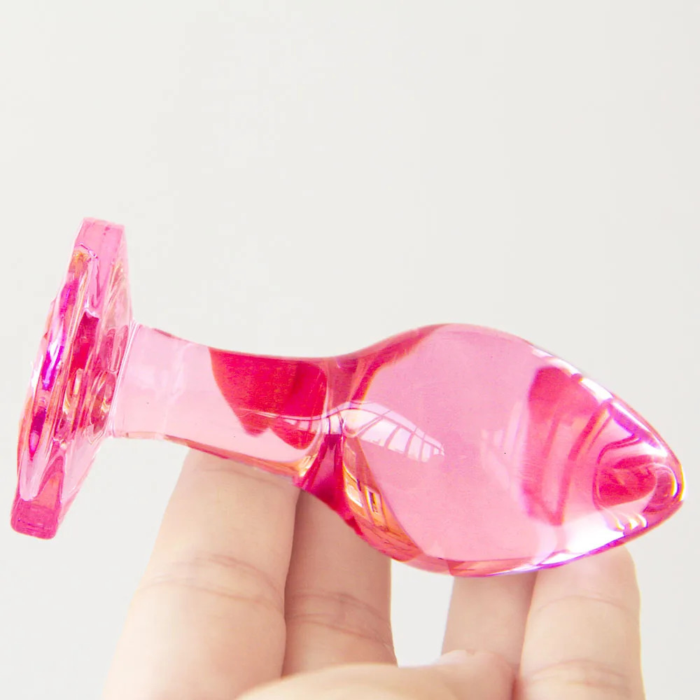 Heart Gem Anal Plug Exquisite Pink Crystal Glass Adult Masturbation Products Prostate Massager Erotic Toys For Couple Lesbian 250227