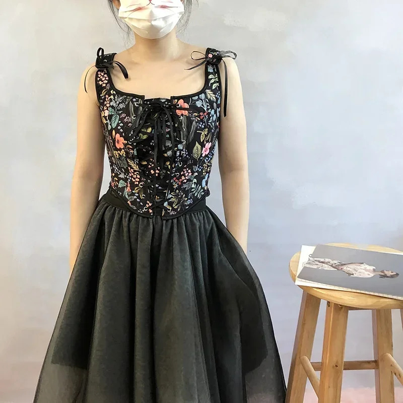 Fashion Lolita Shirt Women Tank Tops Harajuku Vintage y2k Corset Woman Clothing Blouses Sexy Ladies Crop Top Womens 250226