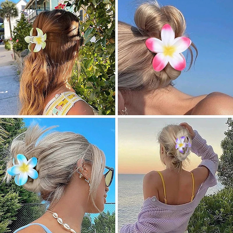 Six color gradient flower hair accessory set beach style clip claw summer 250218