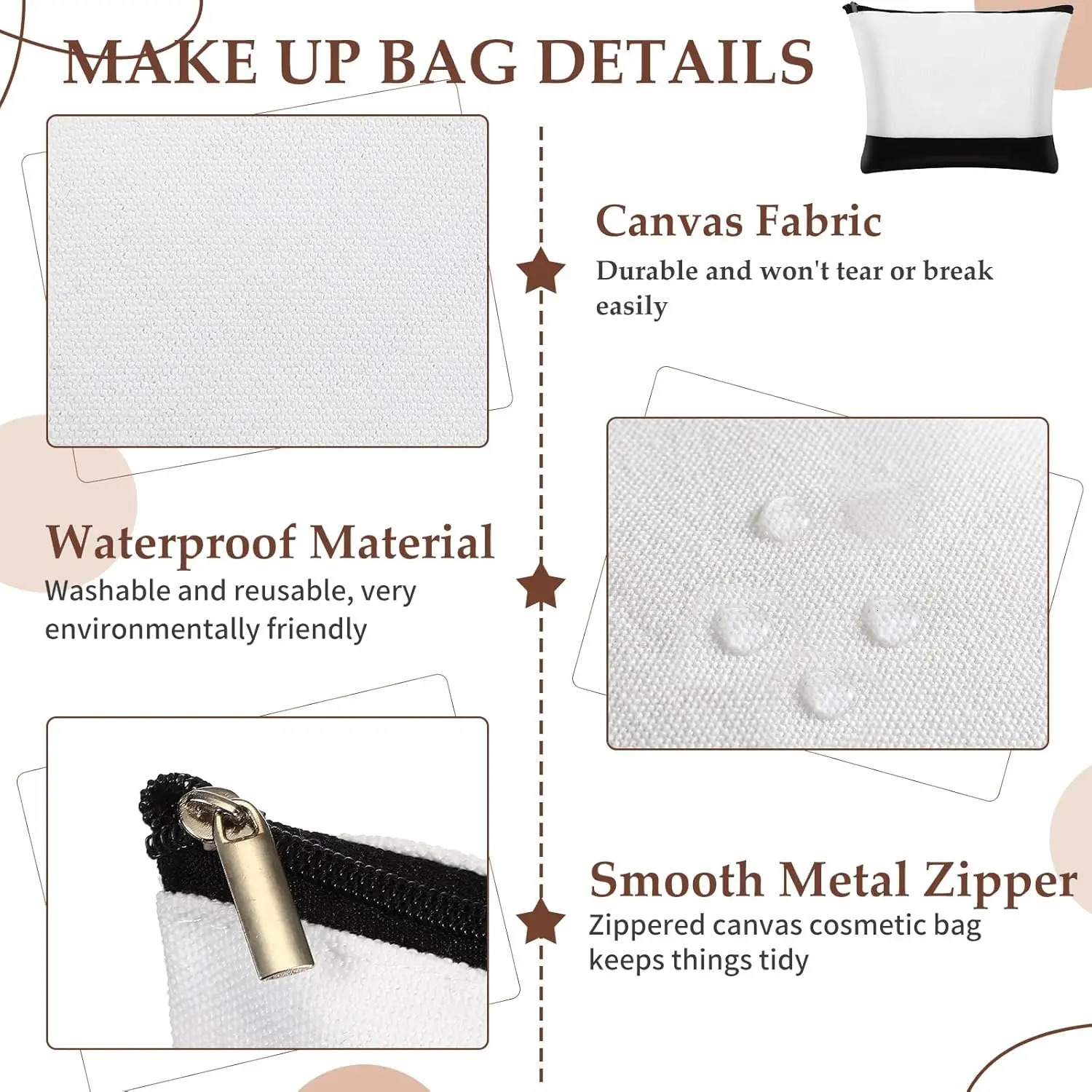 Ship from US 20 Pcs Large Blank Canvas Tote Bags and Makeup Reusable Grocery 250227FBB
