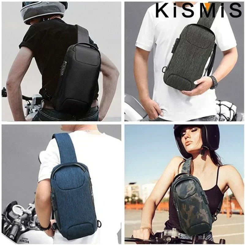 Ship from US Fashionable mens waterproof cross shoulder travel bag with antitheft USB 250227FBB