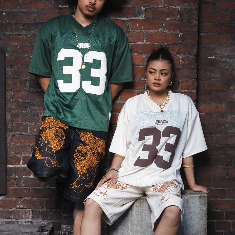 Y2K Retro Graphic Mesh Quick Dry T Shirt Men Women Streetwear High Street Casual Sportswear Unisex Football Training Wear 250225