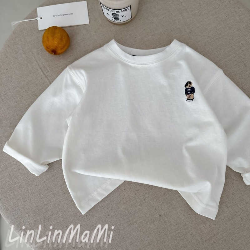 T-shirts 100% pure cotton childrens T-shirt 2025 Spring and Autumn Edition trendy childrens brand top teddy bear baby cartoon base shirt trendy styleY