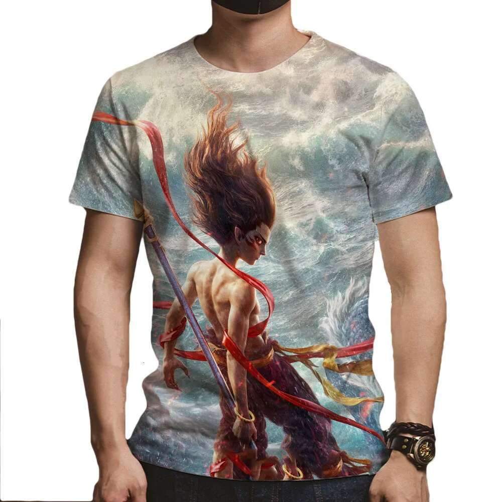 New Summer Mans T-shirts Oversized Loose Cool Tees Chinese Anime Nezha 3D Printed Pullover Unisex Crew Neck Short Sleeve Tops