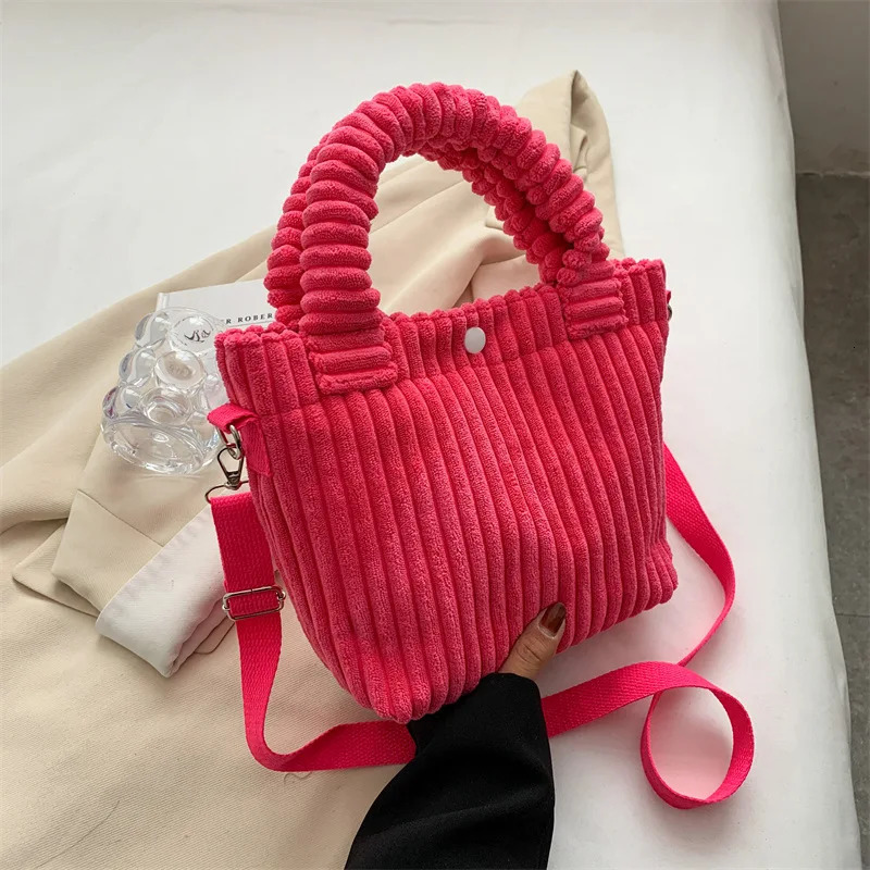 Ship from US Womens Corduroy Plush Shoulder Bag AutumnWinter Korean Ins Style Single Crossbody Handheld Texture n 250227FBB