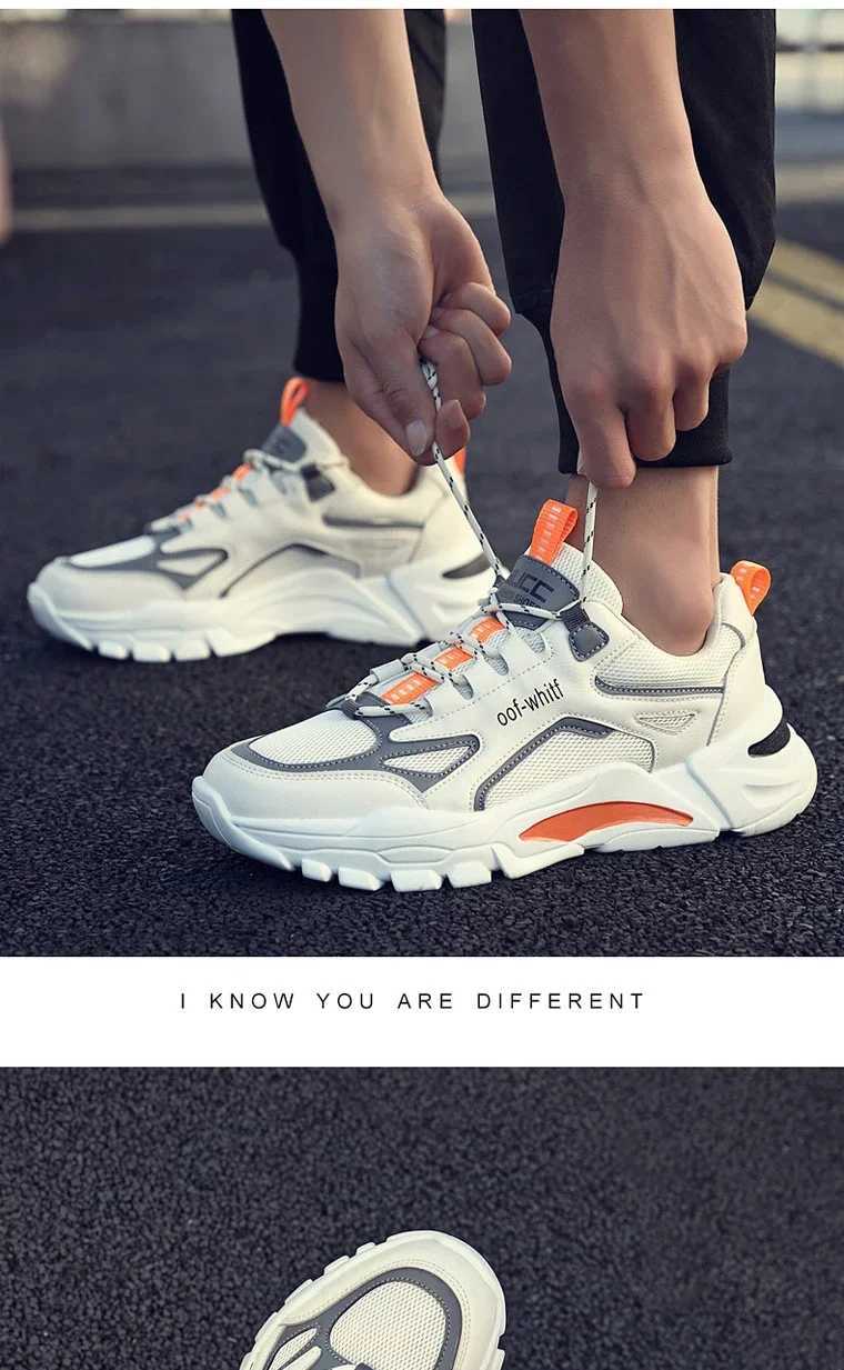 Mens Shoes Sneakers Lace Up 2025 New Autumn Breathable Mesh Shoes Leisure Thick Soled Comfort Non Slip Outdoor Running Shoes Z250227