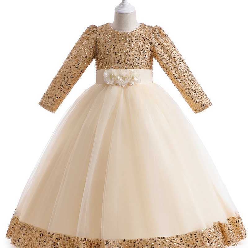 Girl's Dresses Girls Bridesmaid Dress Kids Baby Flower Party Sequins Dresses Wedding princess Y250227W23Y