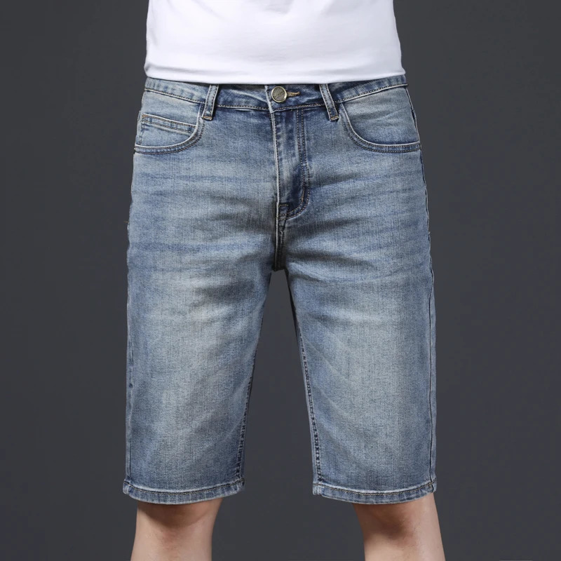 Summer Stretch Thin Bermuda Masculina Cotton Denim Jeans Men Knee Length Soft Ropa Hombre Shorts 250226