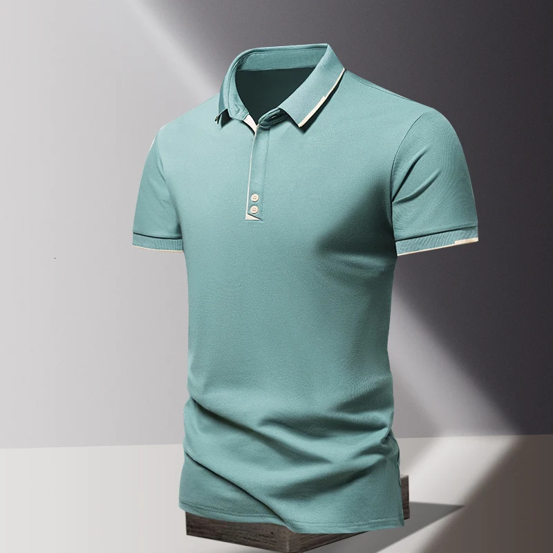 Summer mens POLO shirt fashionable ice silk quick drying short sleeved T-shirt solid color loose fitting business collar top 250225