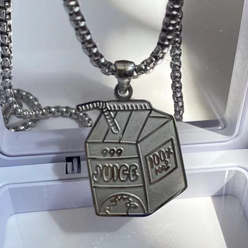 Exquisite Stainless Steel Juice Cup Pendant Necklace Personality Hip Hop Necklace Hoodie Accessories Fashion Jewelry for Couples 250227
