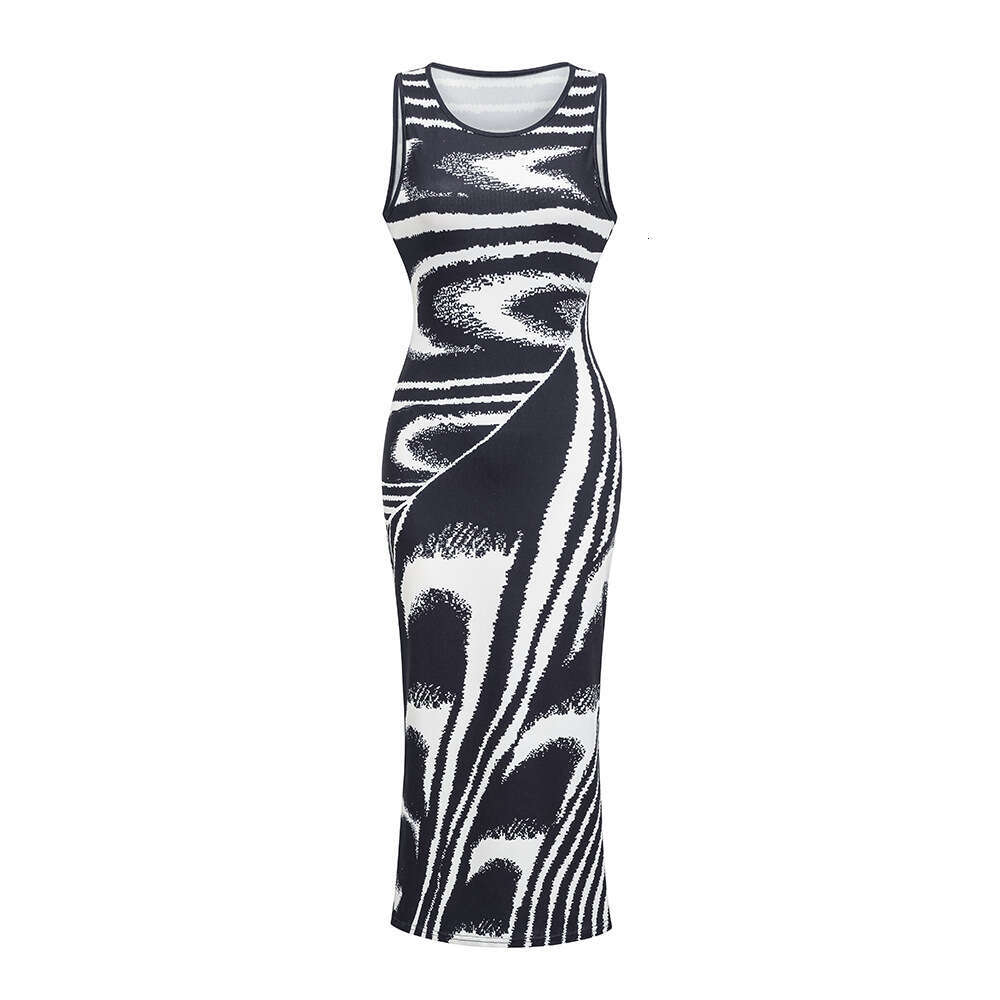 INS European American Spring Women's Fashion Sexy Tank Top Printed Slimming Bag Hip Dress 2025 New Style Unique and Elegant Clothing