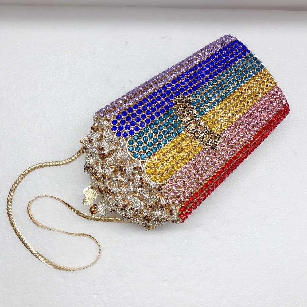 New Arrival Elegant Crystal Popcorn Clutch Bags for Women Party Purse Red Evening Bags Wedding Bridal Day Clutches T250227