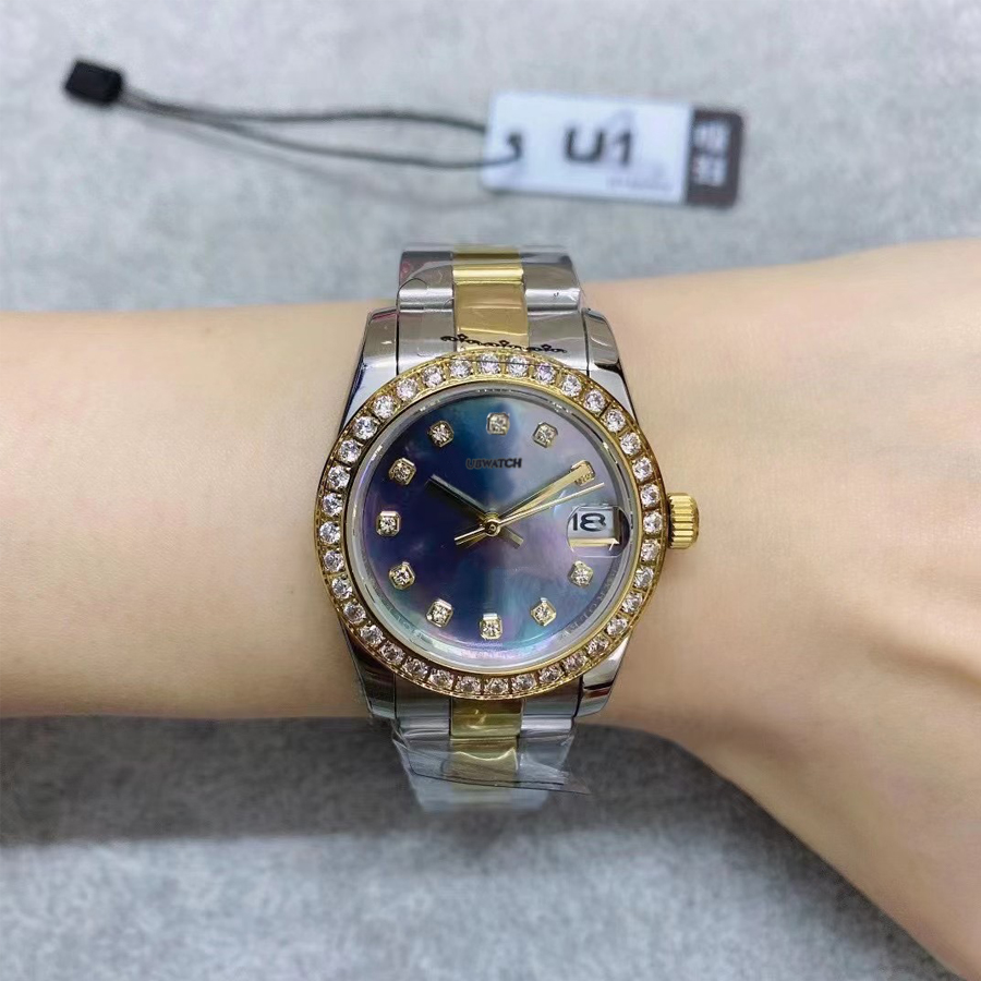 31MM Mother Of Pearl Dial Sapphire Automatic Womens Watches Diamond Bezel Cyclops Date Window ST9 Ladies Wristwatches Worth Owning