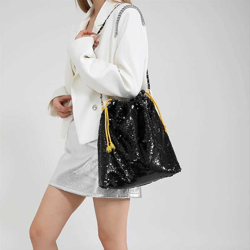 New Arrival Luxurious Evening Bag Bling Sequins Shoulder Bag Women Party Tote Bags Fashion Lady Bucket Handbags Girls Glitter Purses T250227