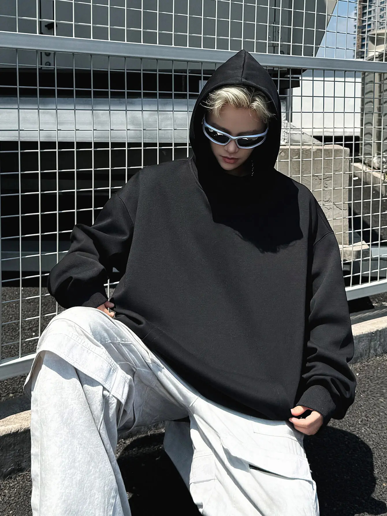 Gothic High Street Style Men Hoodies Baggy Autumn Fashion Clothing Solid Color Basic Sweatshirts Harajuku Male Hooded Pullovers 250227