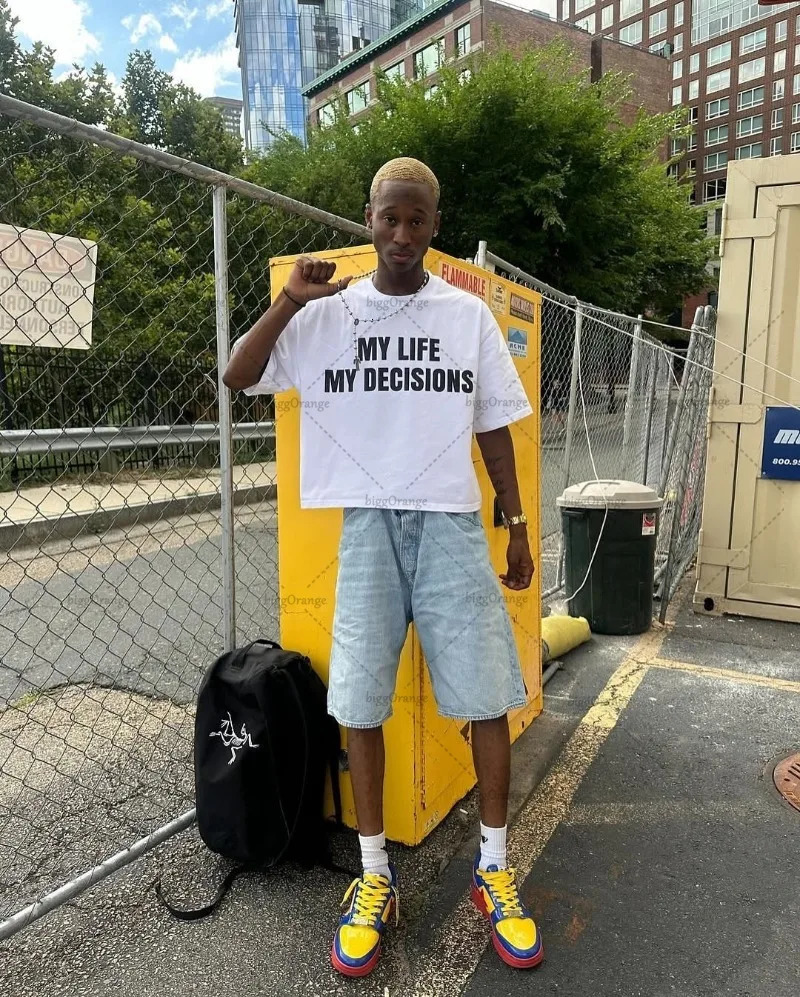 American Retro Letter Print Oversized Tshirt Men Hiphop Personality Streetwear Rock Punk Harajuku Casual Loose Round Neck Top 250226