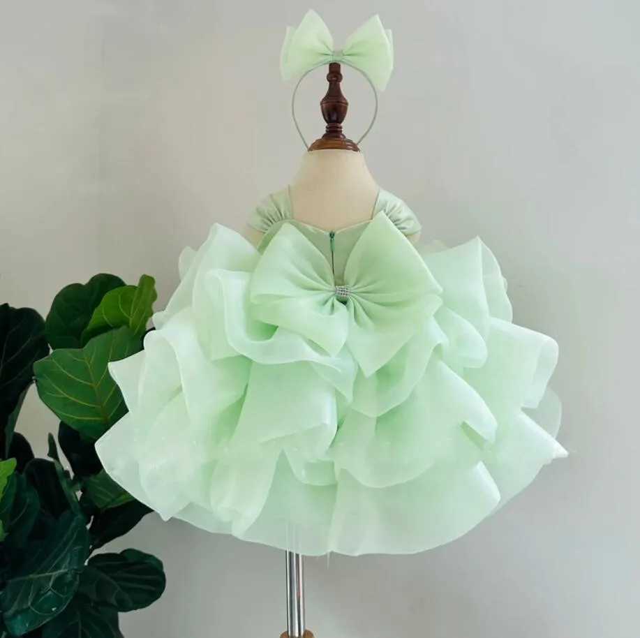 Girl's Dresses High end banquet girls birthday party dress formal first-year Christmas costume floral boys wedding fluffy princess dress Y250227Z